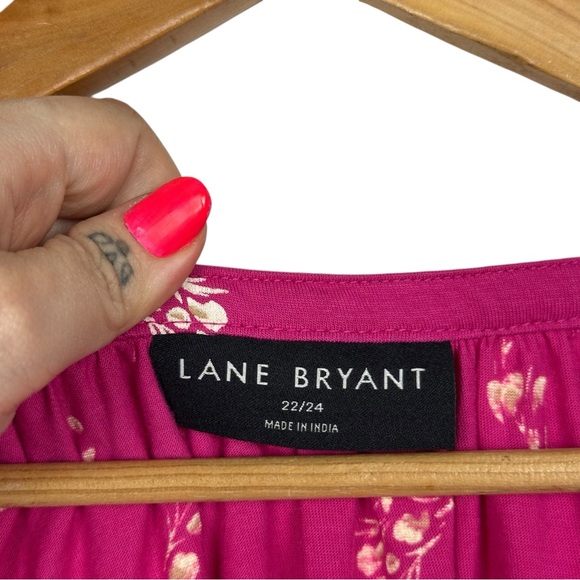 Lane Bryant Cotton Floral Notch Collar Elastic Eyelet Cutout Popover Blouse 22 - Picture 8 of 11